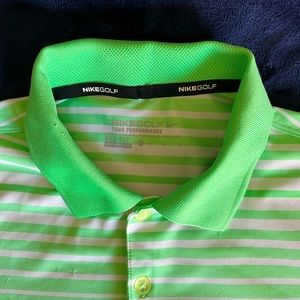 Men’s Nike Dri-Fit Polo Green Stripe Medium size - smoke free home